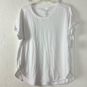 Kohls Sonoma Tunic Knit Top Shirt Solid White Terry Cloth Crew Neck Short Sleeve